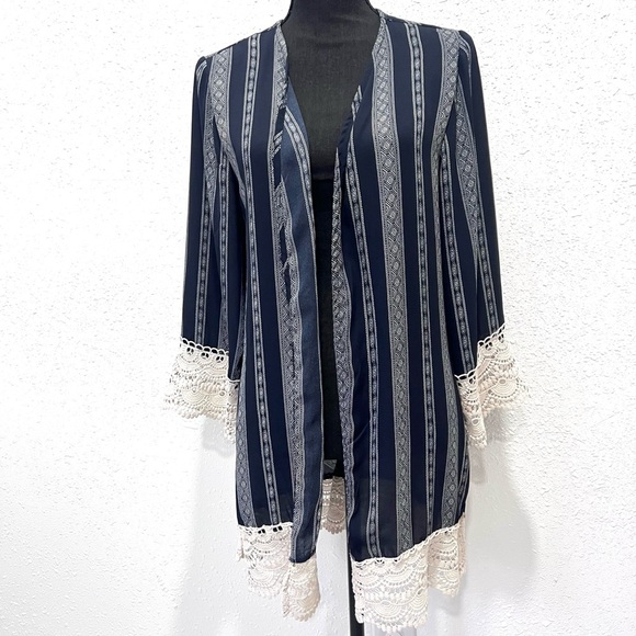 Xhilaration Black and White lace Patterned Cardigan XL - Picture 1 of 7